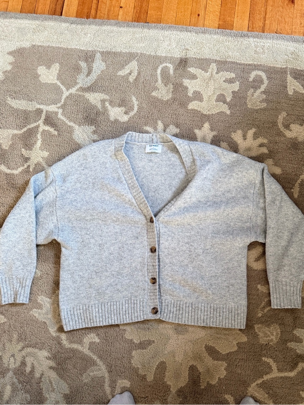 Old Navy Light Gray V-Neck Button Front Cardigan